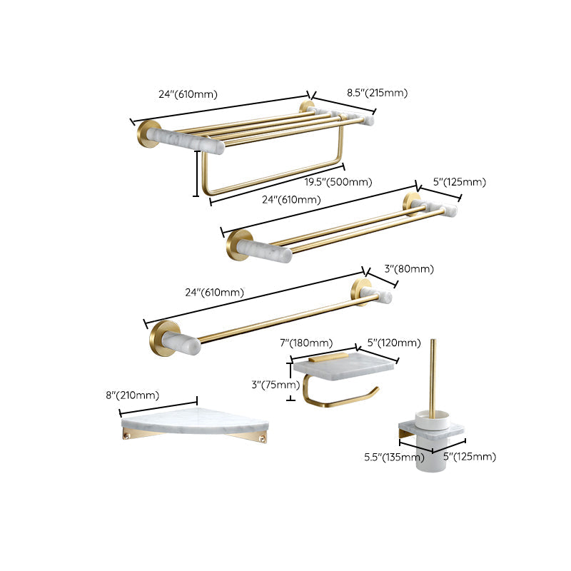 BowLift | 7-piece bathroom accessory set marble and metal bathroom hardware