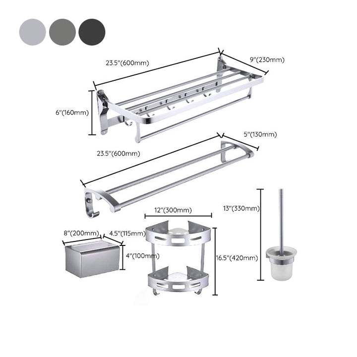 BowLift | Contemporary Metal 5-piece Bathroom Accessories Set with Bath Shelf