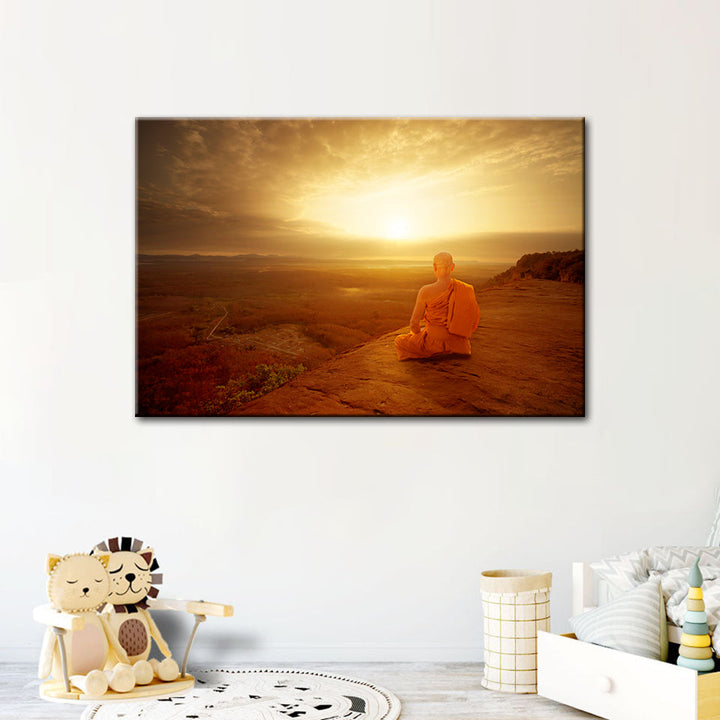 Tranquil Cliffside Sunset  - Canvas Wall Art Painting | Bowlift