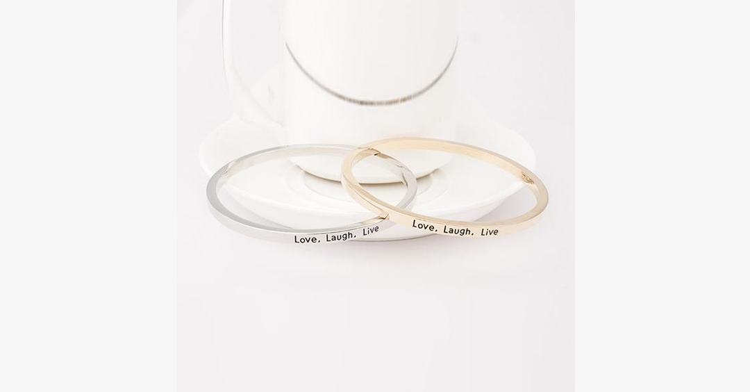 BowLift | Love Laugh Live Engraved Cuff Bracelet