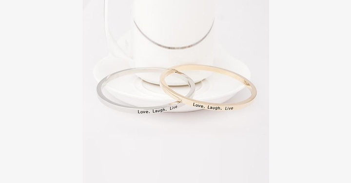 BowLift | Love Laugh Live Engraved Cuff Bracelet