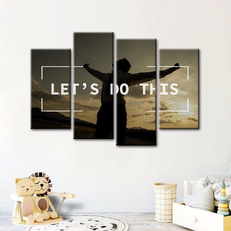 4 Piece Let's Do This - Canvas Wall Art Painting | Bowlift