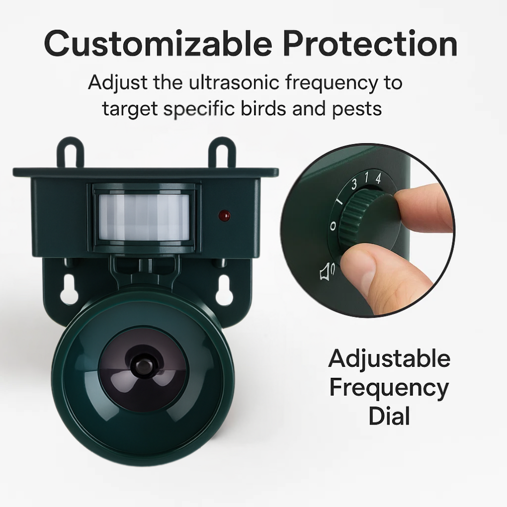 BowLift | Motion Sensor Bird Deterrent for Crows: Ideal Pigeon Repeller with Sound Scarer