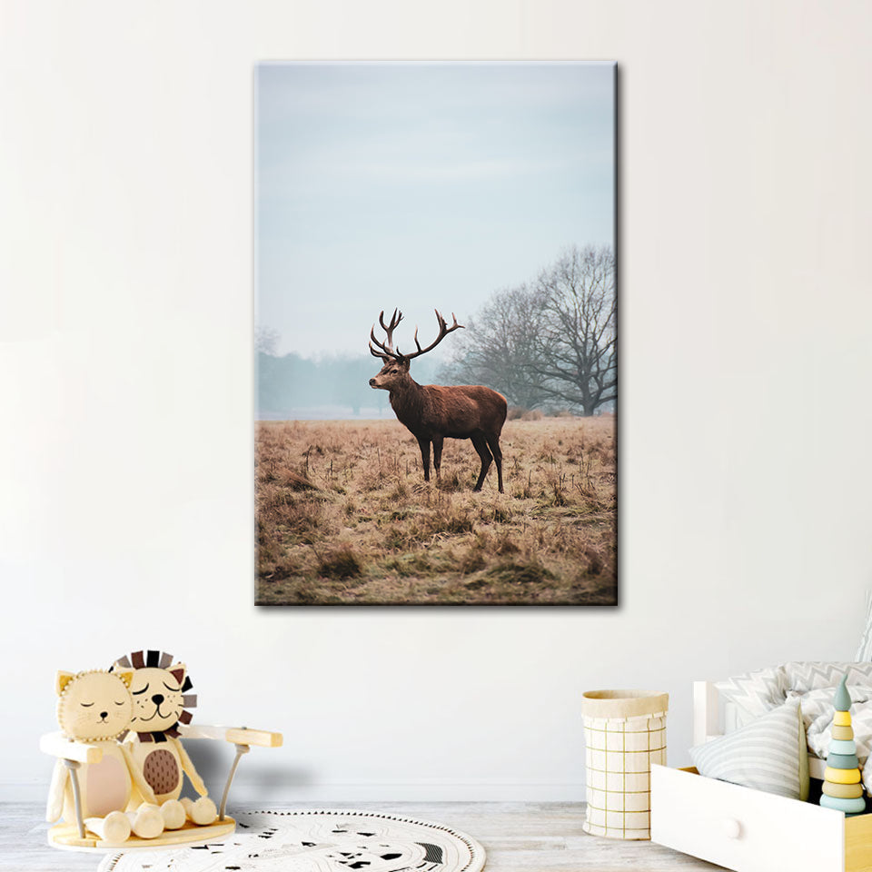 Regal Deer in the Plains - Canvas Wall Art Painting | Bowlift