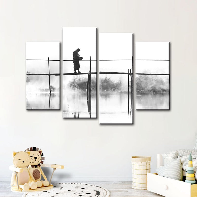 4 Piece Water Bridge - Canvas Wall Art Painting | Bowlift
