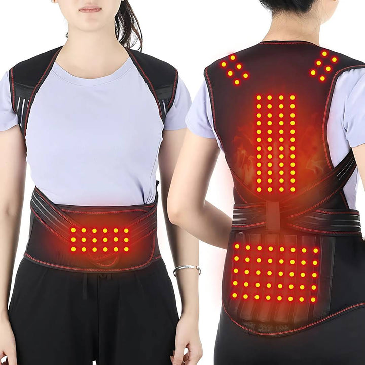 MagniTherm Self-Heating Back Support | Adjustable Heated Posture Corrector - Back Pain Relief - Posture Improvement Bowlift