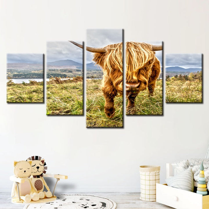 5 Piece Wild Cow - Canvas Wall Art Painting | Bowlift