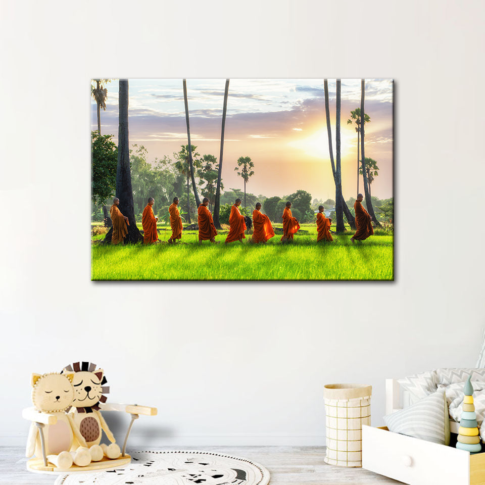 Relaxing Monks- Canvas Wall Art Painting | Bowlift