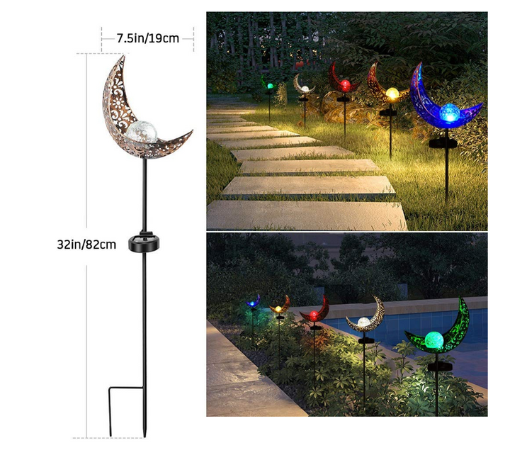 BowLift | Solar Garden Light made of Metal – Waterproof LED Design in Moon, Flame, Sun or Star Shape