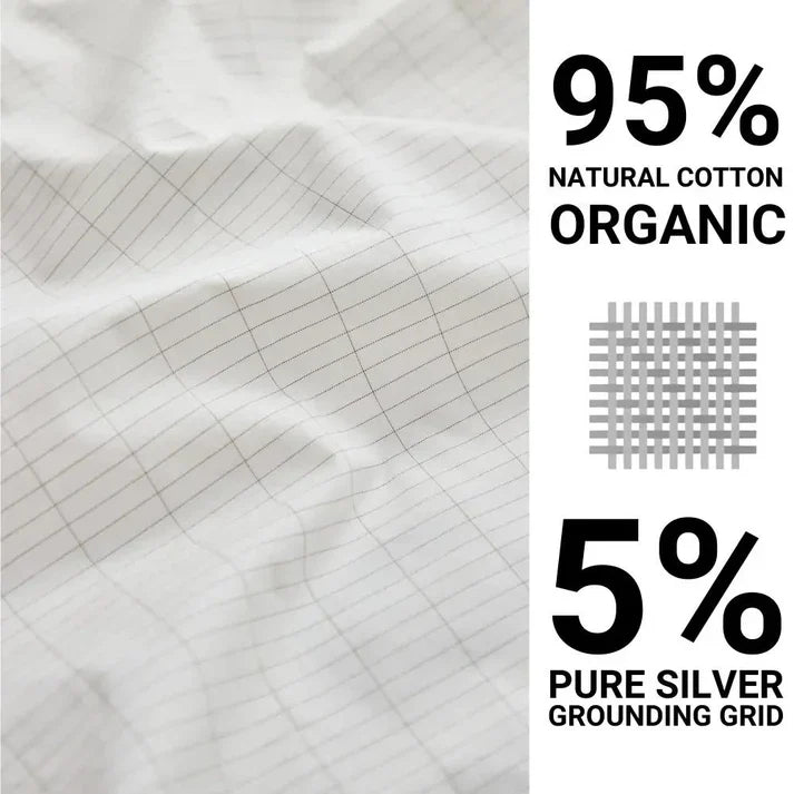 BowLift | Fitted Organic Earthing Grounding Sheet Bed - Earthing Mattress Cover with Silver Weave Technology