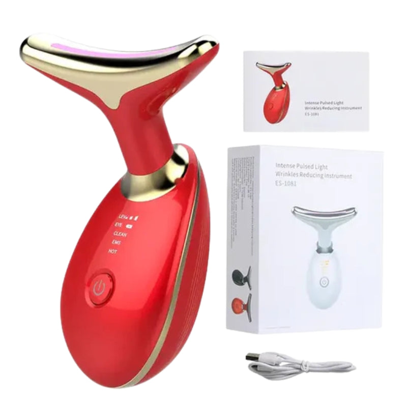 Anti-wrinkle facial tightening massager with LED light therapy for face and neck Bowlift