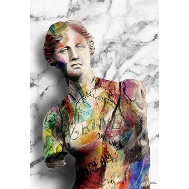 David Head Sculpture Graffiti - Canvas Wall Art Painting | Bowlift