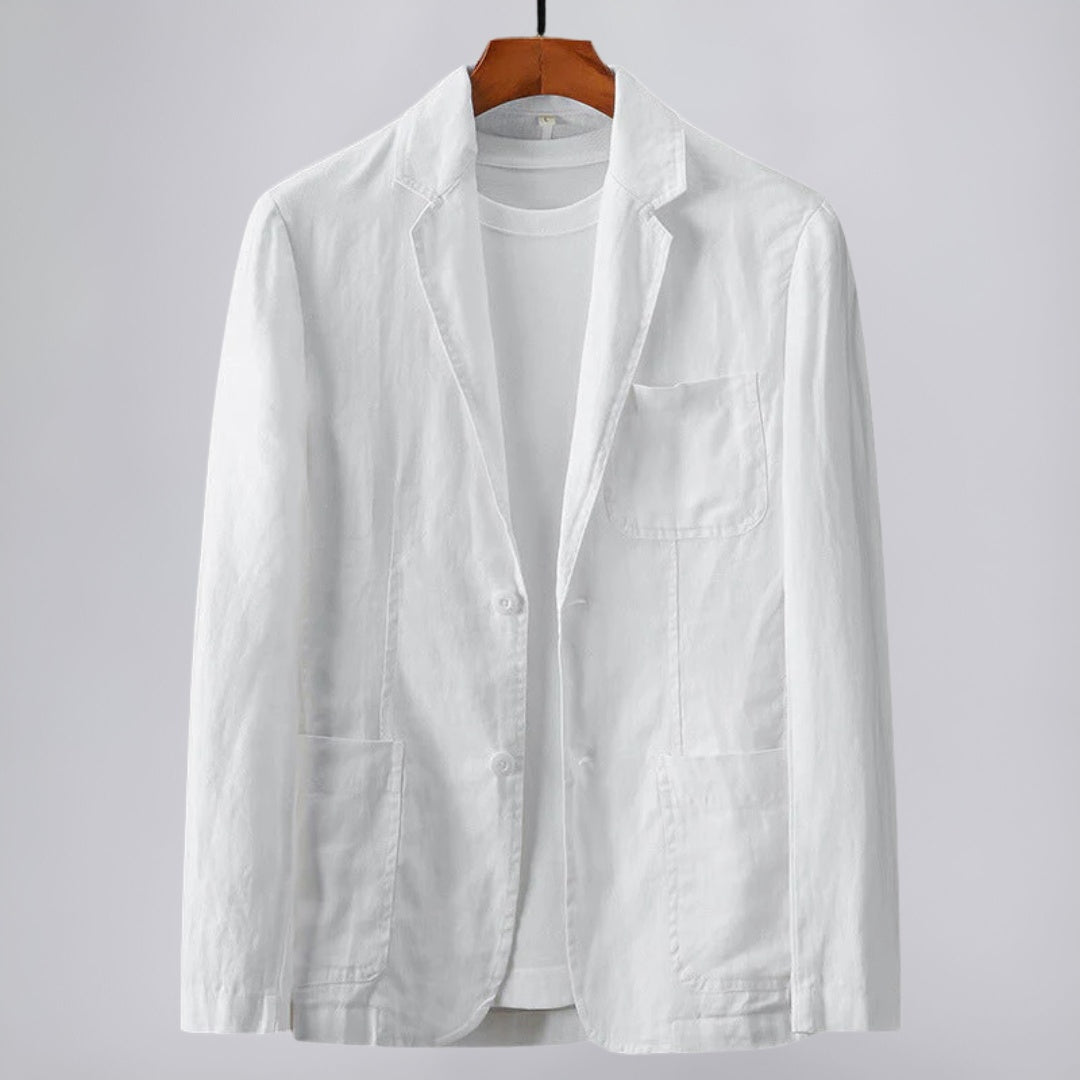 Linen Blazer with Classic Detailing