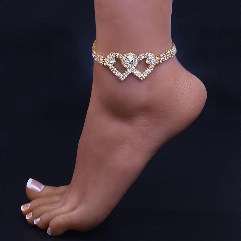 BowLift | Fashion Rhinestone Double Heart Anklet