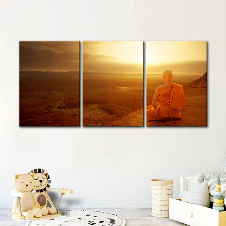 Tranquil Cliffside Sunset-Canvas Wall Art Painting 3 Pieces | Bowlift