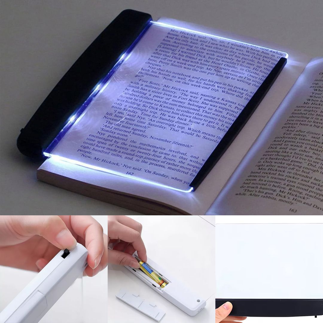 PageGlow | Flat LED Book Light – Glare‑Free Full‑Page Illumination – Slim Portable Design – Eye‑Care for Travellers & Bedtime Readers Bowlift