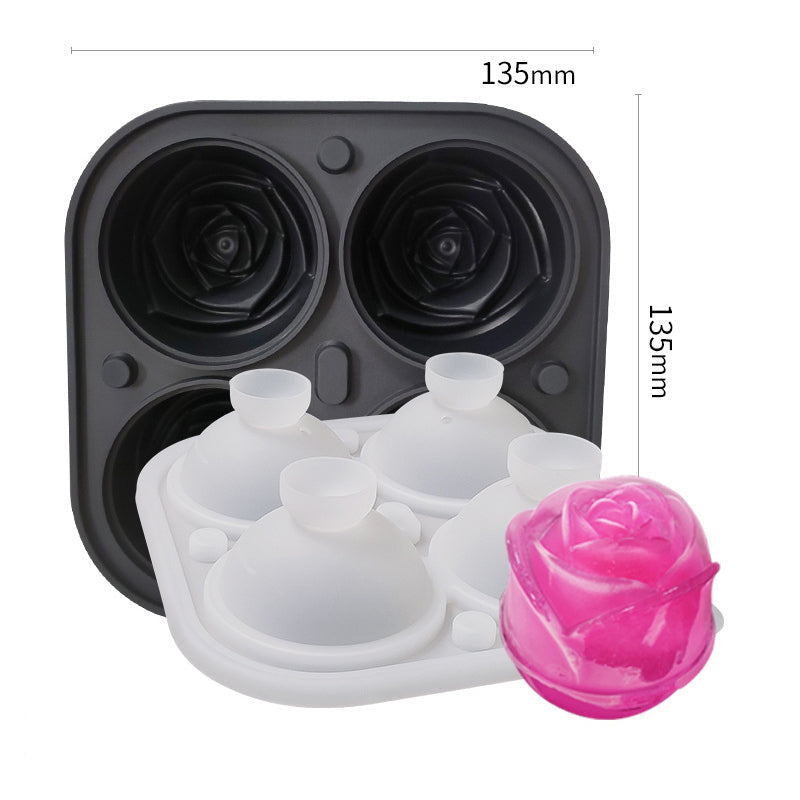 4-Compartment Large Rose Ice Cube Mold | Bowlift