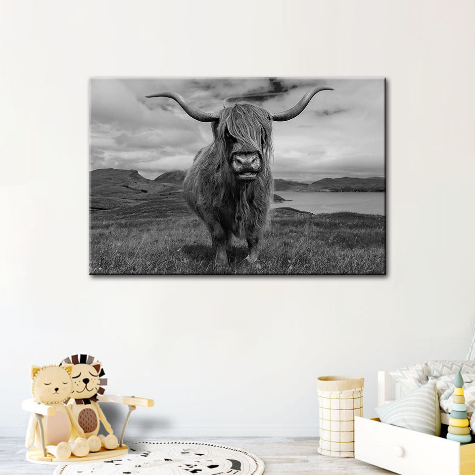 Black And White Cow - Canvas Wall Art Painting | Bowlift