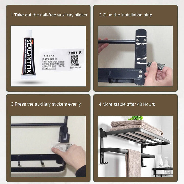 BowLift | Easy Organizer Bathroom Aluminum Foldable Towel Rack