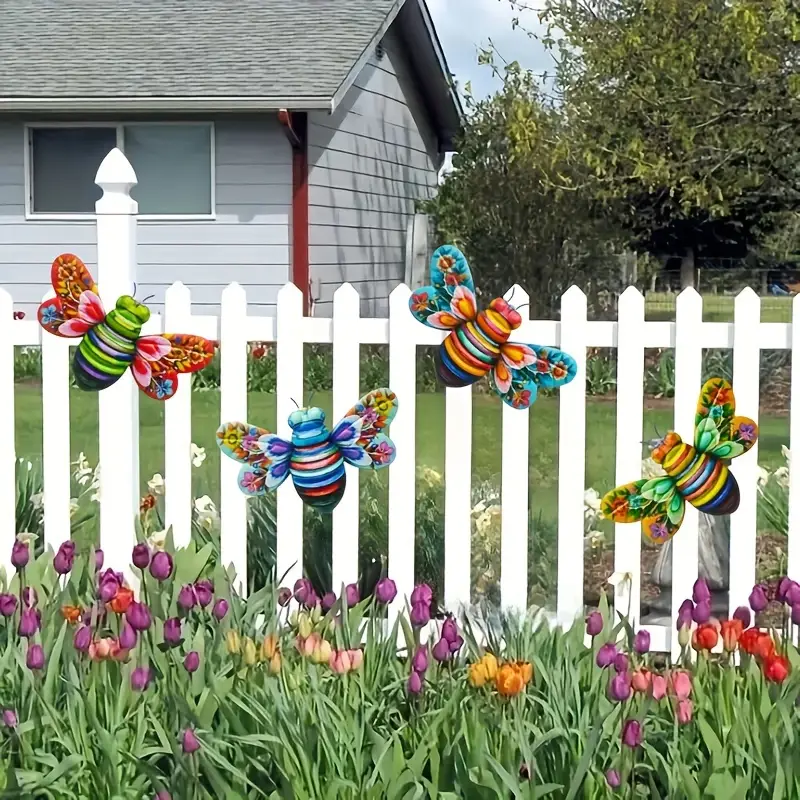 BowLift | Iron Bee Art Sculpture Hanging Wall Decorations for Garden