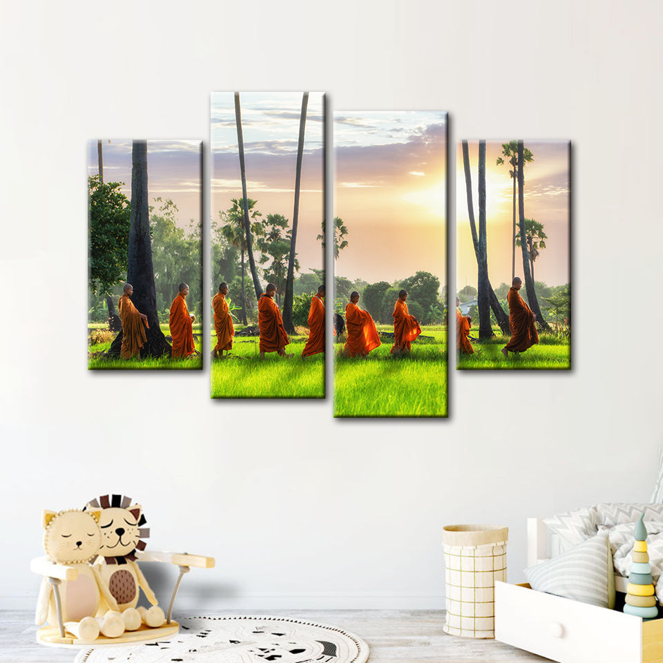 Morning Walk 4 Piece - Canvas Wall Art Painting | Bowlift