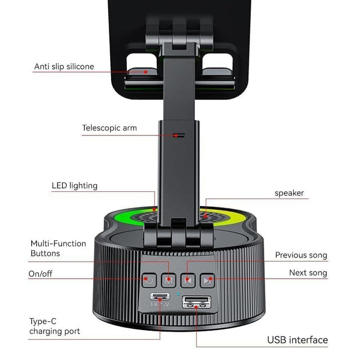 BowLift | 360° Adjustable Phone Stand with Built-in Bluetooth Speaker
