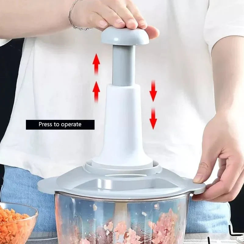 Manual Food Chopper, 1500ML Speedy With 4 Curved Stainless Steel Blades Bowlift