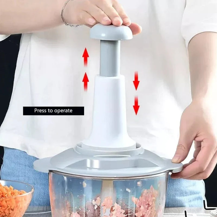 Manual Food Chopper, 1500ML Speedy With 4 Curved Stainless Steel Blades Bowlift
