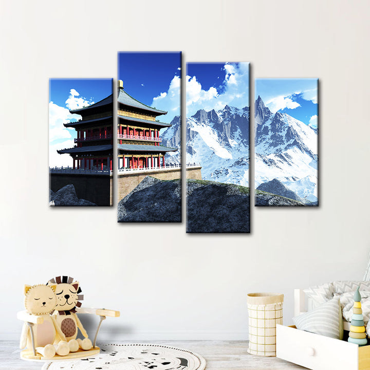 Temple In The Mountains 4 Piece - Canvas Wall Art Painting | Bowlift