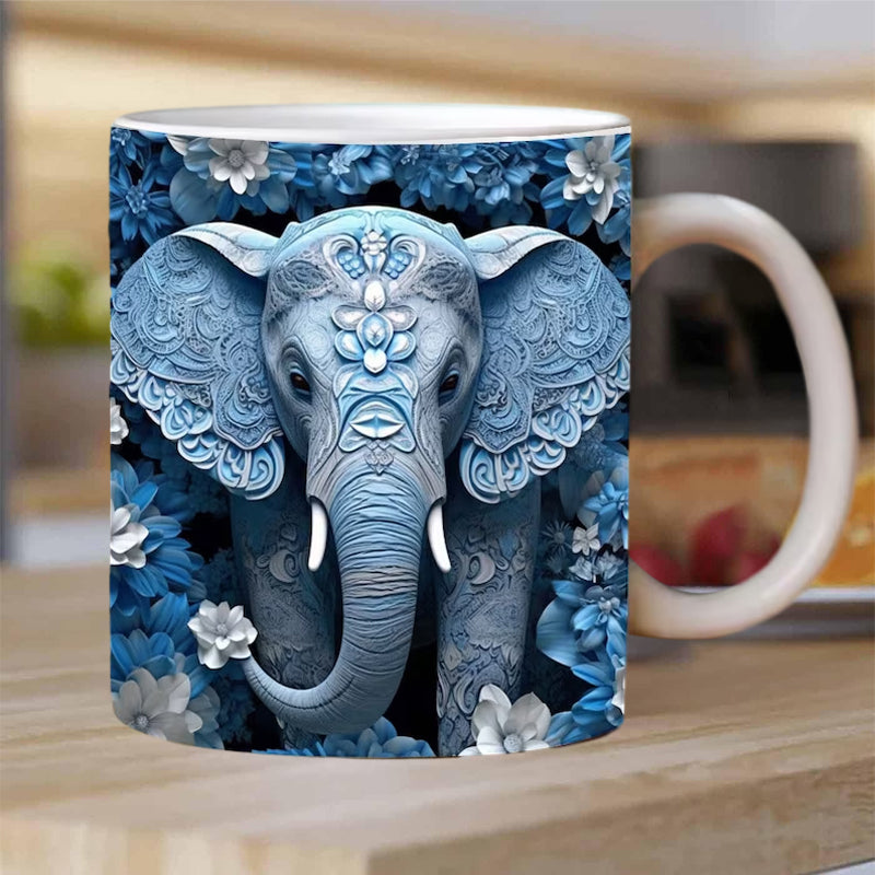 3D Elephant Flowers Mug | Bowlift
