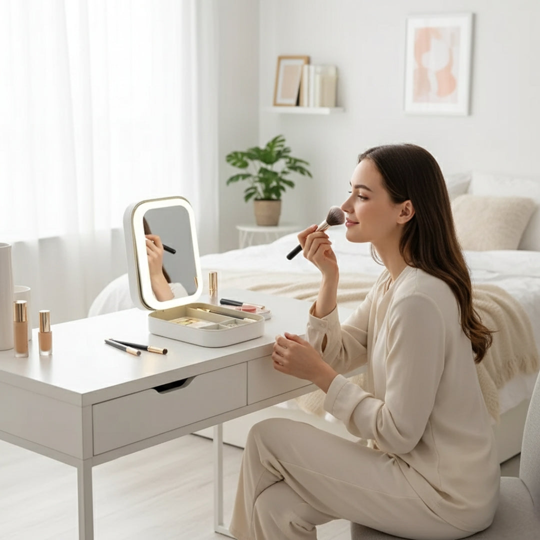 LED Light Mirror – Adjustable Angle – Organiser for Beauty Lovers – Bright Lighting for Flawless Look Bowlift