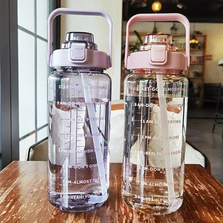 BowLift | 2L Portable Sports Water Bottle with Straw and Time Markings