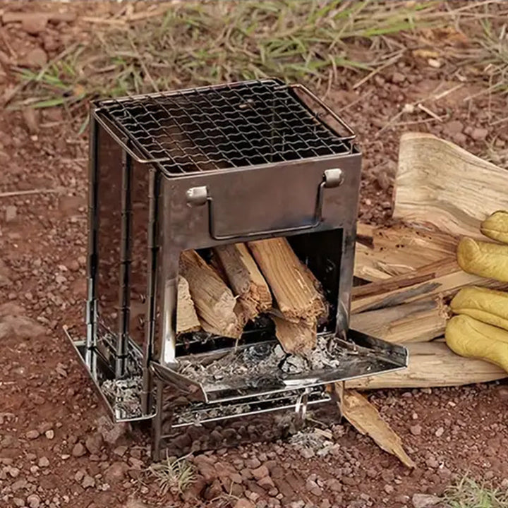 BowLift | Outdoor Folding Wood Stove Mini Stainless Steel Grill Camping Picnic
