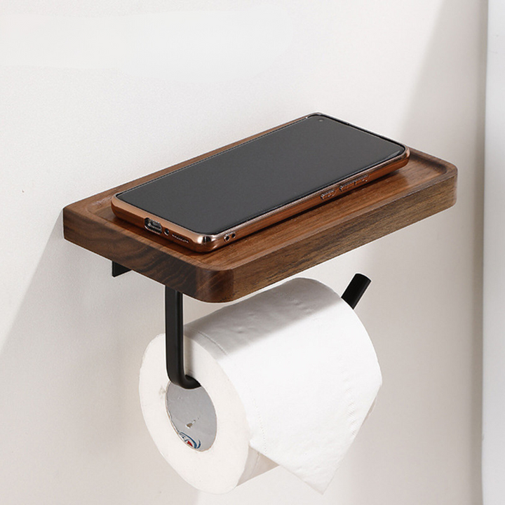 BowLift | Elegant Wall-Mounted Toilet Paper Holder - made of Walnut and Stainless Steel