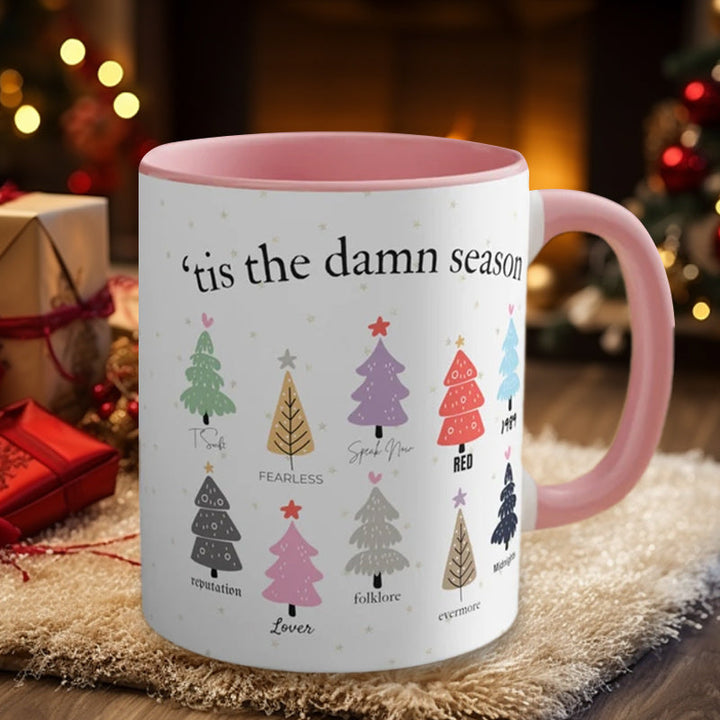 BowLift | Tis The Damn Season Christmas Mug - Music Albums as Christmas Trees