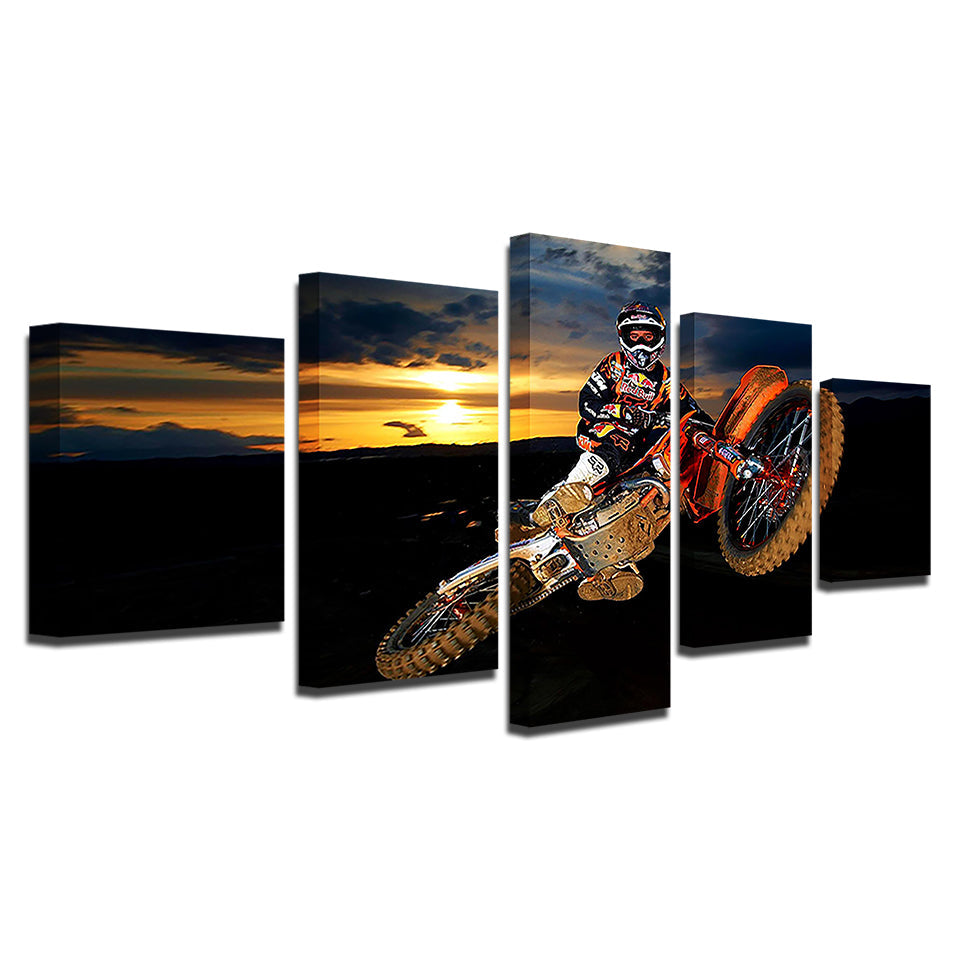 Motorbike Soaring 5 Piece - Canvas Wall Art Painting | Bowlift