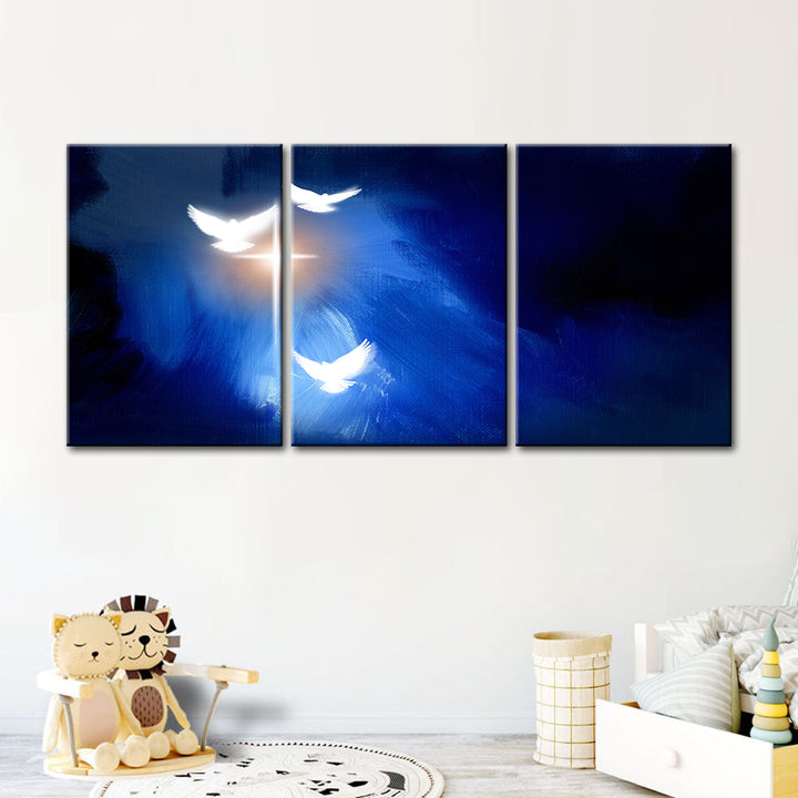 Shining Doves 3 Piece - Canvas Wall Art Painting | Bowlift