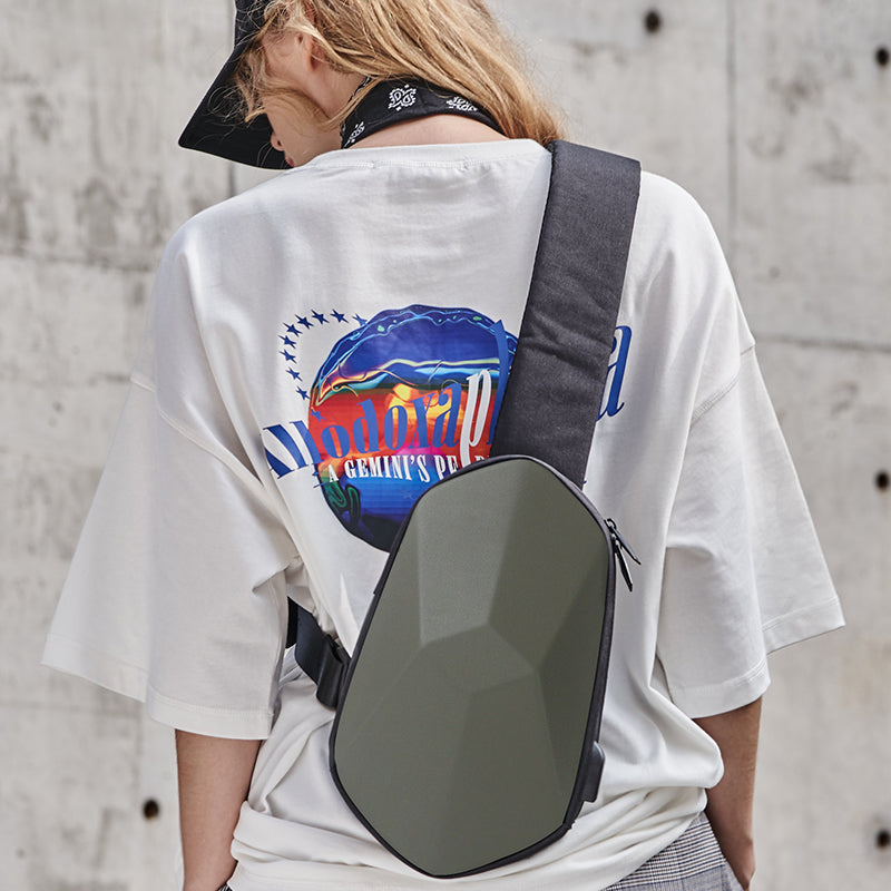 BowLift | Anti-theft, Waterproof, Anti-collision Chest Bag, with Geometric 3D Shell, Side USB Interface, High-quality Protection, Multi-layer Partition Storage, for Travel, Outing, Shopping and More