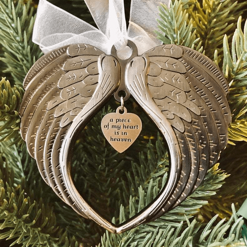Christmas Tree Memorial Ornaments Angel Wings Bell Pendant Hanging Decoration | Bowlift