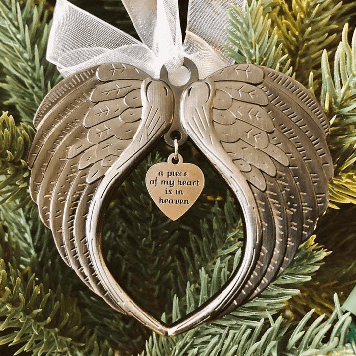Christmas Tree Memorial Ornaments Angel Wings Bell Pendant Hanging Decoration | Bowlift