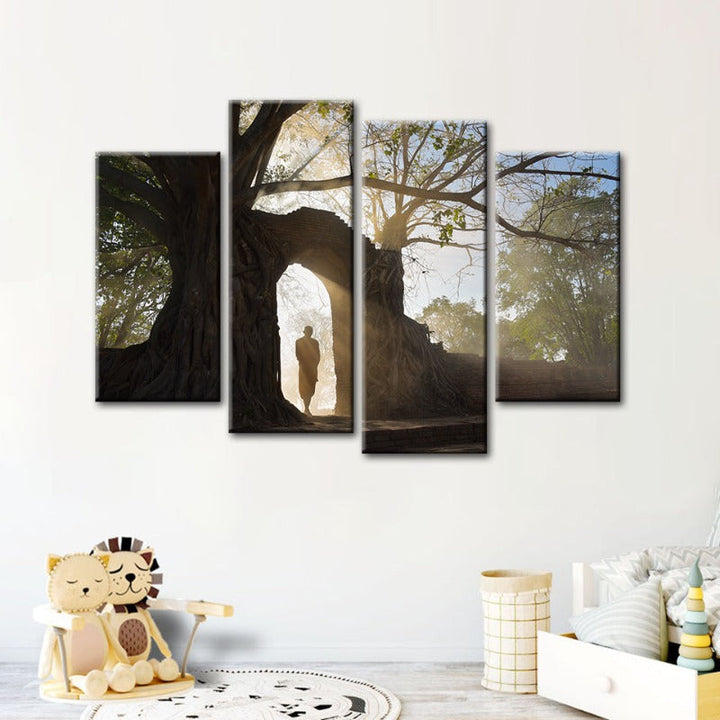 4 Piece Lone Man Nature - Canvas Wall Art Painting | Bowlift