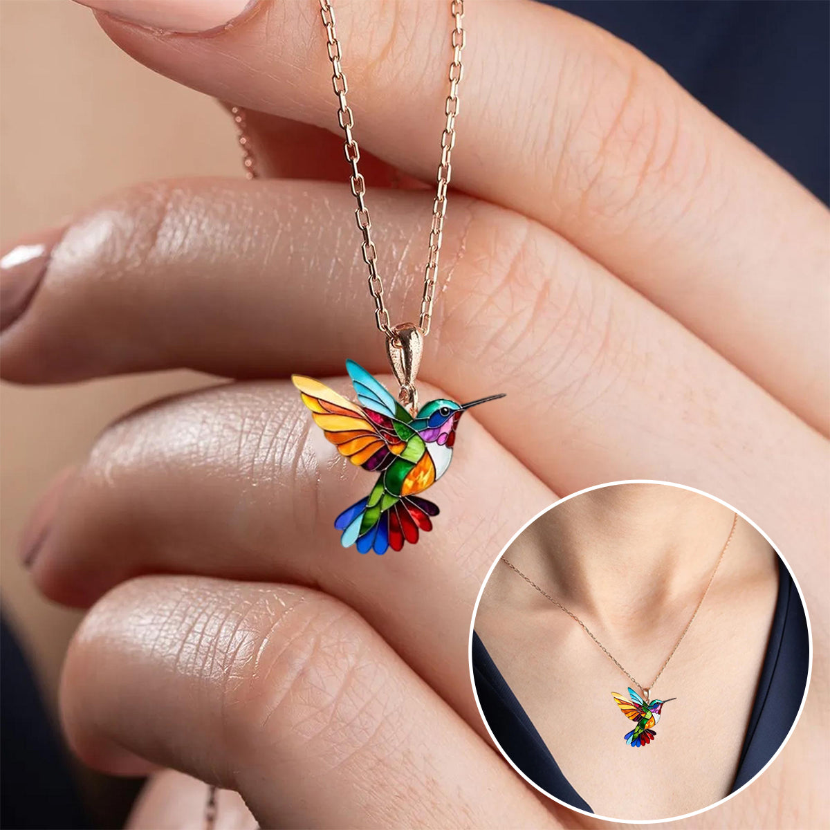 BowLift | Colibri Charm – Colorful Necklace with Symbolic Meaning