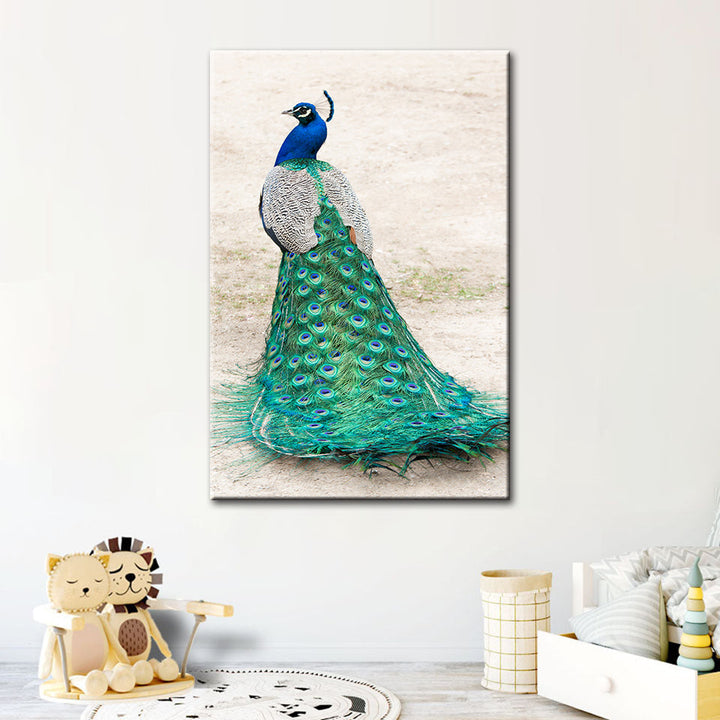 Skirted Elegant Peacock - Canvas Wall Art Painting | Bowlift