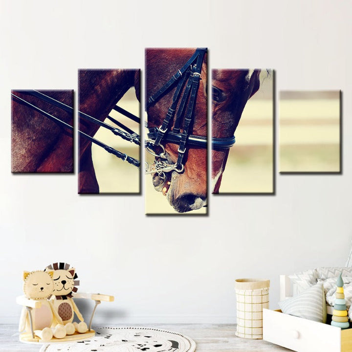 5 Piece Graceful Haltered Horse - Canvas Wall Art Painting | Bowlift
