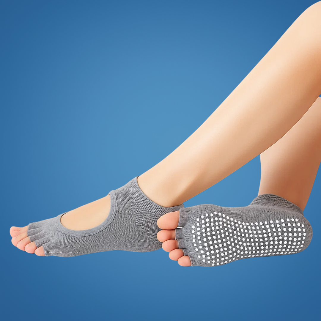 Slip Yoga Grip Socks – Open-Toe & Breathable – Rubberised Sole for Women – Stability Balance Comfort in Yoga & Pilates Bowlift
