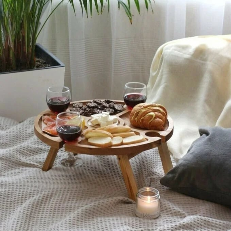 WineNest - Stylish Folding Picnic Table for Wine Bowlift