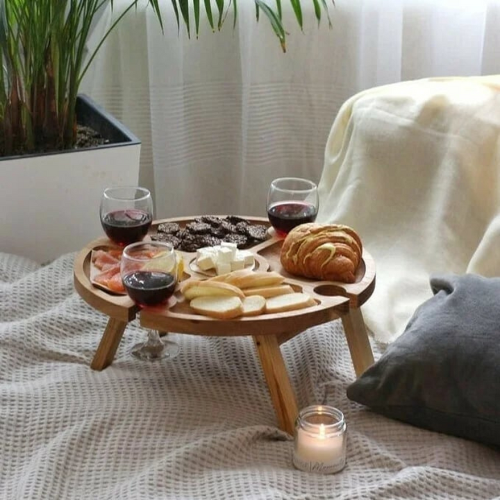 WineNest - Stylish Folding Picnic Table for Wine Bowlift