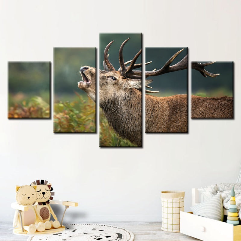 5 Piece Bleating Elk - Canvas Wall Art Painting | Bowlift