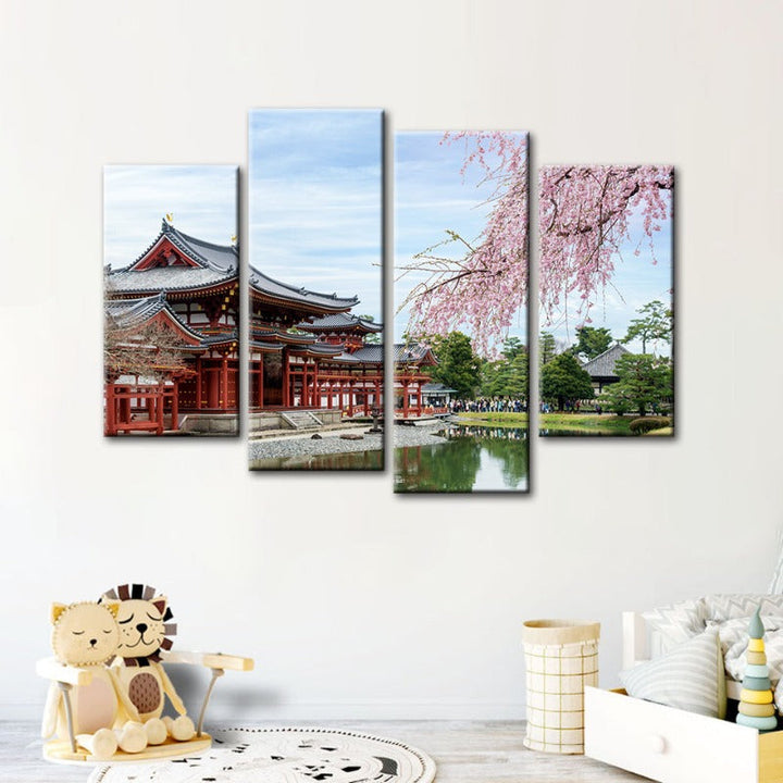 4 Piece Gorgeous Cherry Blossom - Canvas Wall Art Painting | Bowlift