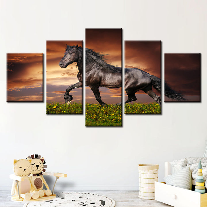 5 Piece Running Horses - Canvas Wall Art Painting | Bowlift
